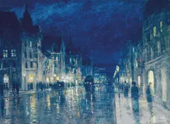 Adelsteen Normann, Fra Berlin, Fettstift og gouache på papir