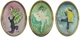 Teatermotiver by Arne Kavli, Olje på ovalt lerret, oppklebet på oval plate, sold Dec 2006
