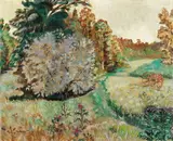 Per Krohg, Landskap med plog på et jorde, Olje på lerret