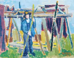 Garntørk by Harald Risberg, 1959, Olje på lerret, sold Dec 2006