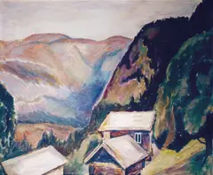Henrik Sørensen, Seter og fjell Telemark, 1917, Olje på lerret