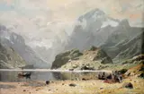 Fiskevær i Lofoten by Adelsteen Normann, Olje på lerret, sold Nov 2006