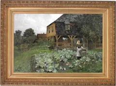 Frits Thaulow, Gammelt herresete på Grünerløkken, 1882, Olje på lerret