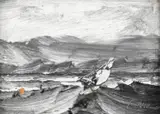 Peder Balke, Seilbåt på opprørt hav, Olje på plate