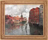 Frits Thaulow, Gamle hus i Dordrecht, Olje på lerret