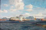 Thorolf Holmboe, Kystlandskap med Nordlands-skjekte, Olje på lerret