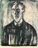 Edvard Munch, Professor Kristian Schreiner, Litografi trykket i svart og grønt på middels