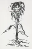 Edvard Munch, Vignett: Amaryllis, Litografi trykket i svart på tykt gulhvitt papir
