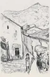 Edvard Munch, Gate i Como, Litografi trykket i svart på middels tykt
