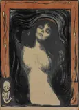 Edvard Munch, Madonna, Fargelitografi trykket i svart, rødt og blått