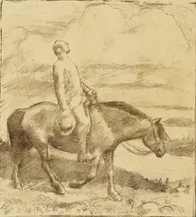 Henrik Wergeland på Veslebrunen by Erik Werenskiold, Litografi, lysmål, sold Jun 2006