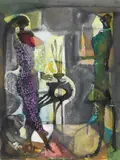 Håkon Bleken, Selskapsscene, 1994, Akvarell på papir