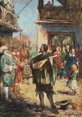 Karl Dørnberger, Luttspillende gatemusikant, 1903, Olje på plate