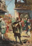 Karl Dørnberger, Luttspillende gatemusikant, 1903, Olje på plate