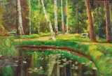 Thorolf Holmboe, Parklandskap med tjern, Olje på lerret