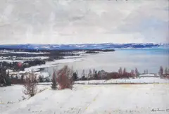 Marie Tannæs, Kystlandskap, vinter, 1895, Olje på lerret
