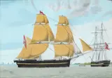 Hans Peter Dahm, Briggen Natten av Tønsberg, 1839, Gouache, lysmål