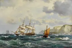 Vilhelm Melbye, Skuter i kanalen ved den engelske kyst, 1877, Olje på lerret