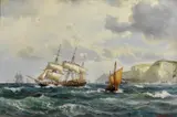 Vilhelm Melbye, Skuter i kanalen ved den engelske kyst, 1877, Olje på lerret