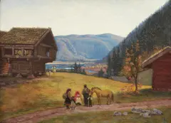 Olaf Isaachsen, Ved Sandnesfjorden i Setesdalen, 1883, Olje på lerret