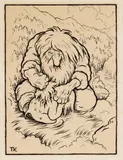 Troll som vasker ungen sin by Theodor Kittelsen, Penn på papir, lysmål, sold May 2006