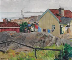 Gudmund Stenersen, Fra et fiskerleie, 1923, Olje på lerret