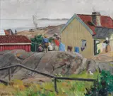 Gudmund Stenersen, Fra et fiskerleie, 1923, Olje på lerret