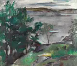 Henrik Lund, Kystlandskap med seilbåt i bøye