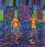 Arne Ekeland, Badende figurer, Olje på lerret