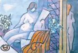Lesende akt by Kai Fjell, Akvarell på papir, sold Dec 2005