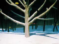 Knut Frøysaa, Tre, vinter, 1951, Olje på lerret