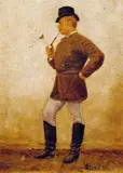 Nils Gude, Mann med pipe, 1878, Olje på lerret