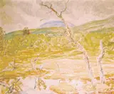 Søren Steen-Johnsen, Myr under fjellet, 1956, Olje på plate