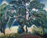 Rudolph Thygesen, Trær og åkre, 1930, Olje på lerret