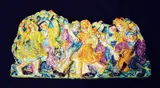Thorstein Rittun, Dansende par og spillemann, Relieff i glasert keramikk