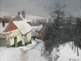Vinter i Montreuil-sur-Mer by Frits Thaulow, 1894, Olje på plate, oppklebet på lerret, sold Nov 2005
