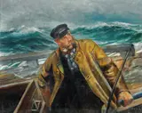 Los fra Grepan Verdens ende Tjøme by Christian Krohg, Olje på lerret, sold Nov 2005