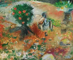 Joronn Sitje, Luking i haven, 1934, Olje på lerret