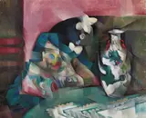 Alfred Hagn, Hjemme i sofahjørne, Olje på lerret