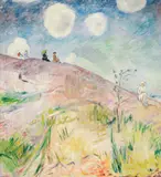 Mennesker på svaberg, friluftsliv by Arne Kavli, Olje på lerret, sold Nov 2005