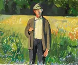 Erling Enger, Mann i åker, 1950, Olje på lerret