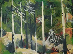 Erling Enger, Trestammer, 1952, Olje på lerret