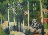 Erling Enger, Trestammer, 1952, Olje på lerret