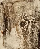 Edvard Munch, Mann og kvinne, Tresnitt trykket av kunstneren i brunlig sort på
