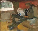 Edvard Munch, Andreas leser, Olje på lerret, oppklebet på plate