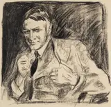 Edvard Munch, Arkitekt Henrik Bull, Litografi trykket i sort på middels tykt beige