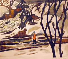 Reidar Aulie, Pike i skog, Litografi, lysmål