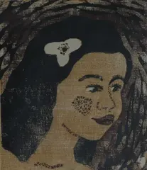 Thomas Breivik, Pike med hvit blomst i håret, 1945, Linoleumsnitt, lysmål