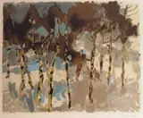 Erling Enger, Bjerkestammer vinter, Litografi, lysmål