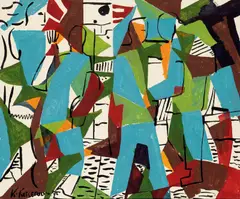 Karsten Keiseraas, Figurkomposisjon, 1955, Gouache